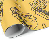 ファストフードハンバーグフライホットドッグチキンパターン ラッピングペーパー (ロールコーナー)