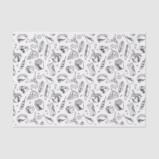 ファストフードハンバーグフライホットドッグチキンパターン 薄葉紙 (正面)