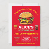 ファストフードハンブルガーフリュースソーダ誕生日 招待状 (正面)