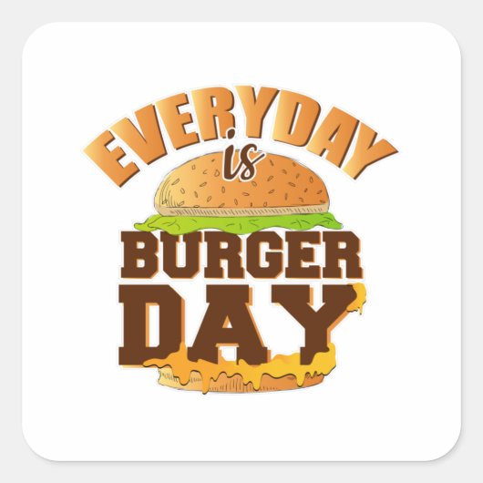 ファストフードバーガーおもしろいチーズ食べグルメギフト スクエアシール (正面)