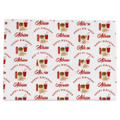 ファストフードバーガーのフライドパターン誕生日名 ラージペーパーバッグ (裏面)