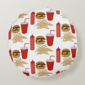 ファストフードバーガーのフライドパターン ラウンドクッション (裏面)