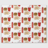 ファストフードバーガーのフライドパターン ラッピングペーパー (フラット)