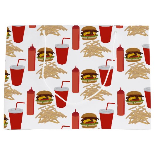 ファストフードバーガーのフライドパターン ラージペーパーバッグ (正面)