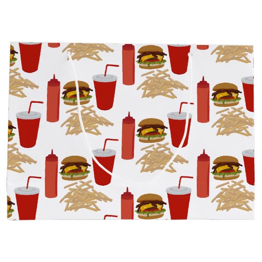 ファストフードバーガーのフライドパターン ラージペーパーバッグ (裏面)