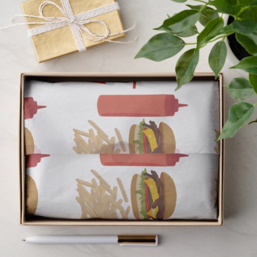 ファストフードバーガーのフライドパターン 薄葉紙 (ギフト)