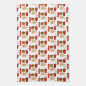 ファストフードバーガーのフライドパターンBBQ キッチンタオル (縦)