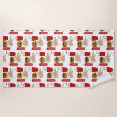 ファストフードバーガーのフライドパターンBBQ ビーチタオル (正面)