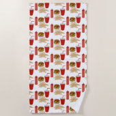 ファストフードバーガーのフライドパターンBBQ ビーチタオル (正面)