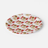 ファストフードバーガーのフライドパターンBBQ ペーパープレート (アングル)