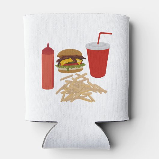 ファストフードバーガーイラストレーションBBQ 缶クーラー (裏面)