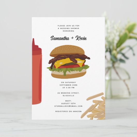 ファストフードバーガーウェディングシャワー 招待状 (スタンド正面)