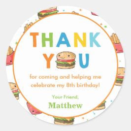 ファストフードバーガー誕生日パーティーお願い ラウンドシール