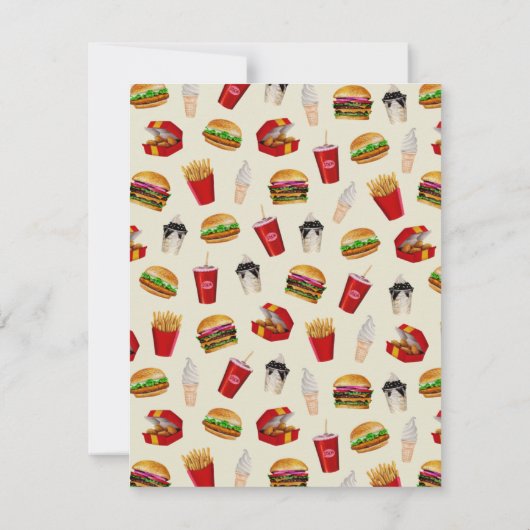 ファストフードバーガー、フライドポテト、サンデー ノートカード (裏面)