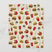 ファストフードバーガー、フライドポテト、サンデー ノートカード (正面/裏面)