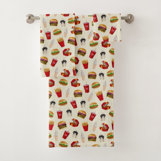 ファストフードバーガー、フライドポテト、サンデー バスタオルセット (インサイチュ)