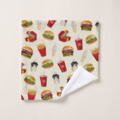 ファストフードバーガー、フライドポテト、サンデー バスタオルセット (ウォッシュタオル)