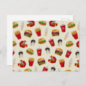 ファストフードバーガー、フライドポテト、サンデー ポストカード (正面/裏面)