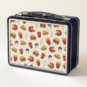 ファストフードバーガー、フライドポテト、サンデー メタルランチボックス (裏面)