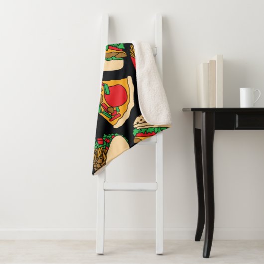 ファストフードピザハンバーガーのタコフランスのスポテト シェルパブランケット (インサイチュ)