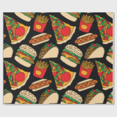 ファストフードピザハンバーガーのタコフランスのスポテト ラッピングペーパー (フラット)