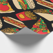 ファストフードピザハンバーガーのタコフランスのスポテト ラッピングペーパー (角)