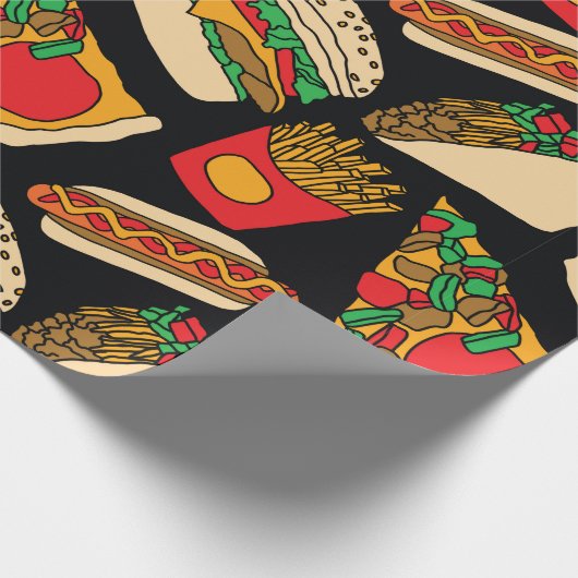 ファストフードピザハンバーガーのタコフランスのスポテト ラッピングペーパー (角)