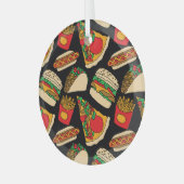 ファストフードフェスタ：ヴィンテージパターン分離 ガラスオーナメント (正面左)