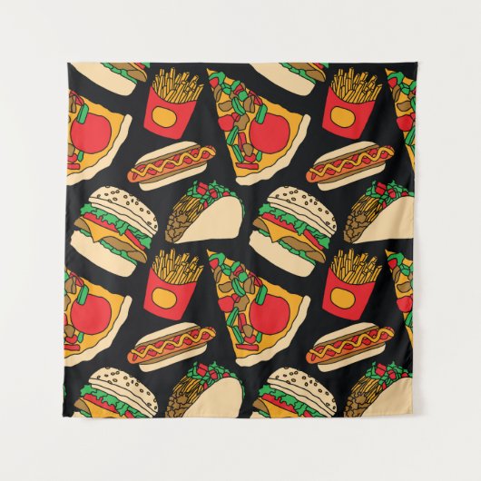 ファストフードフェスタ：ヴィンテージパターン分離 タペストリー (正面)