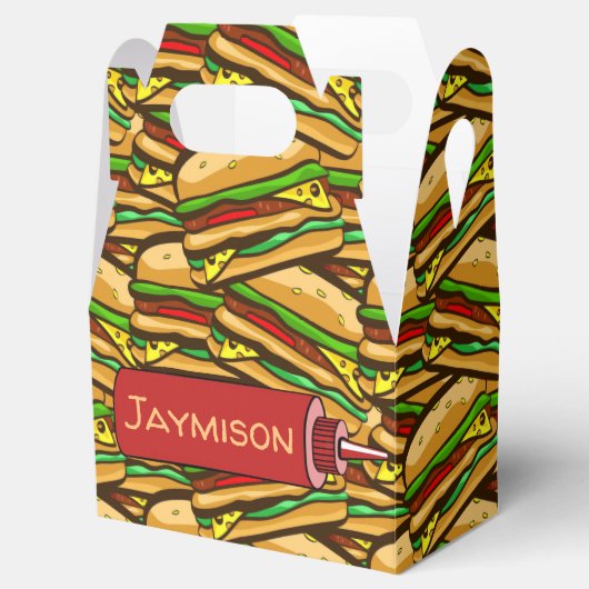 ファストフードラバーチーズバーガー |パーソナライズされた文字 フェイバーボックス (オープン)