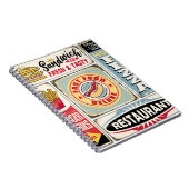 ファストフードレストランやディナーのレトロなシンボルや象徴コール ノートブック (右側)