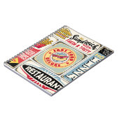 ファストフードレストランやディナーのレトロなシンボルや象徴コール ノートブック (左側)