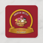 ファストフード会社レストランカスタムロゴ | QRコード スクエア名刺 (正面)