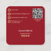 ファストフード会社レストランカスタムロゴ | QRコード スクエア名刺 (裏面)