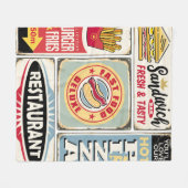 ファストフード店やレトロシンボルや象徴 フリースブランケット (正面(横))