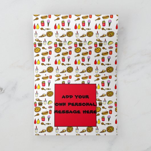 ファストフード漫画パーソナライズされた誕生日 カード (内部)