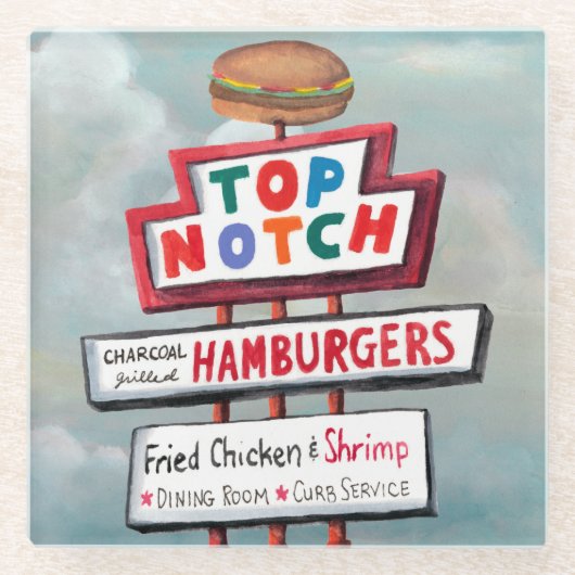 ファストフード看板 ガラスコースター (正面)