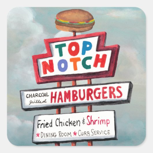 ファストフード看板 スクエアシール (正面)