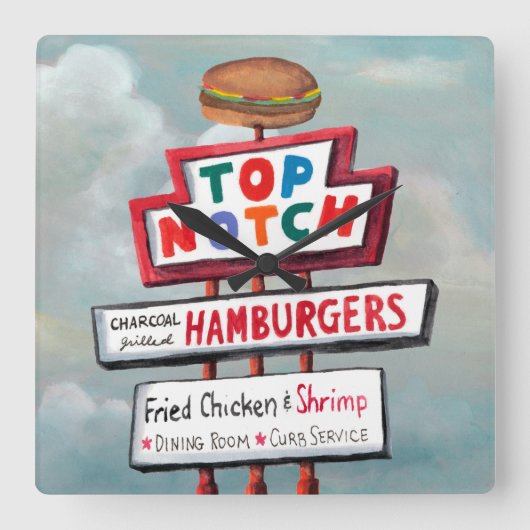 ファストフード看板 スクエア壁時計 (正面)