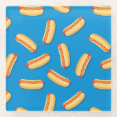 ファストフードHOT DOGSのパターン ガラスコースター (正面)