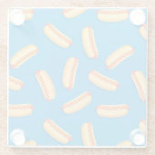 ファストフードHOT DOGSのパターン ガラスコースター (裏面)