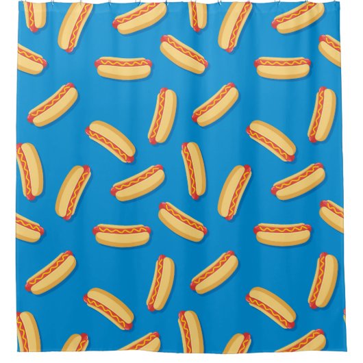 ファストフードHOT DOGSのパターン シャワーカーテン (正面)