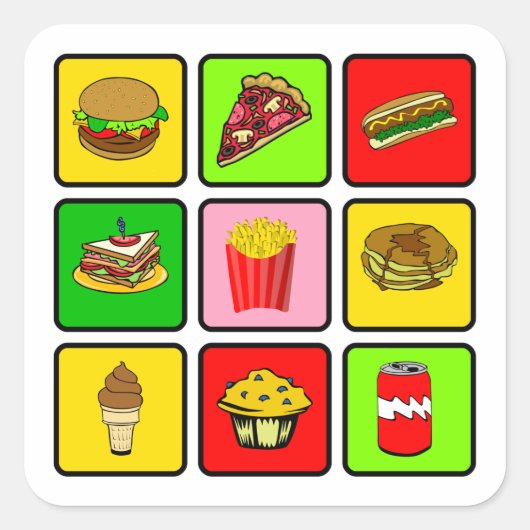 ファストフードJunkieスタンプ スクエアシール (正面)
