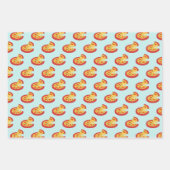 ファストフー予測できなドバーガーピザとホットドッグの柄 ラッピングペーパーシート (正面2)