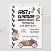 ファストブラウンレースカー誕生日パーティー 招待状 (正面)