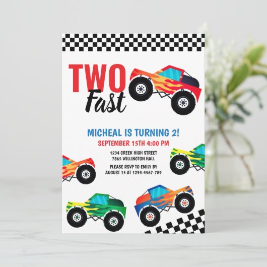 ファストモンスタートラックレース2回目の誕生日 招待状 (スタンド正面)