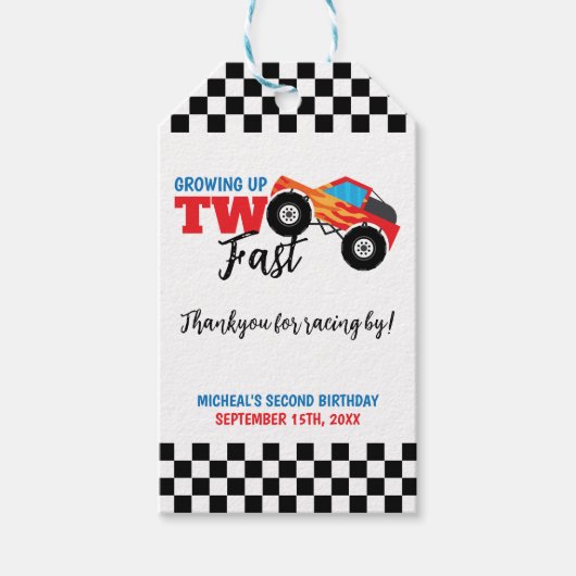 ファストモンスタートラック2位の誕生日サンキュー ギフトタグ (正面)