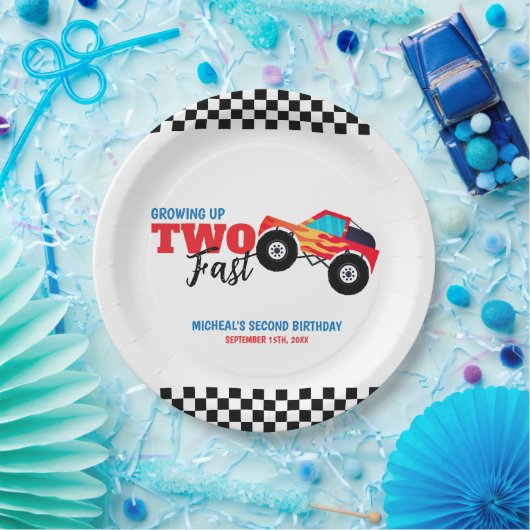 ファストモンスタートラック2nd誕生日 ペーパープレート (パーティー)