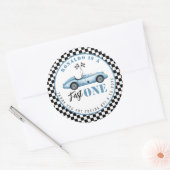 ファストワンブルーレースカー少年誕生日ありがとう ラウンドシール (封筒)