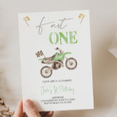 ファストワンライムグリーンダートバイク誕生日招待状 招待状